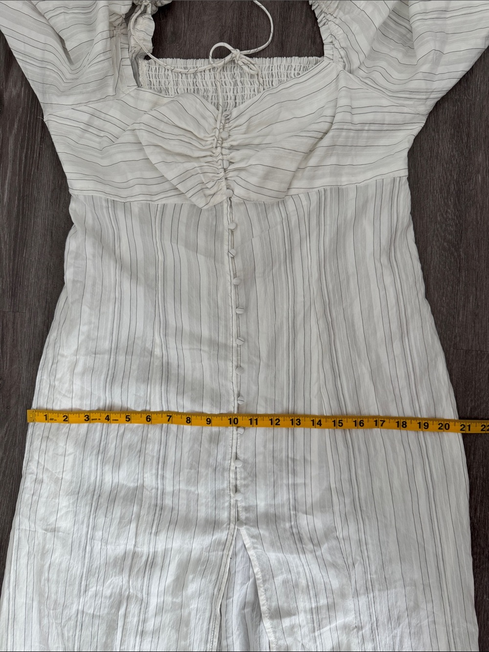 NWT Free People Luna White Pinstripe Button-Front Maxi Top with Puff Shoulders - Picture 12 of 14
